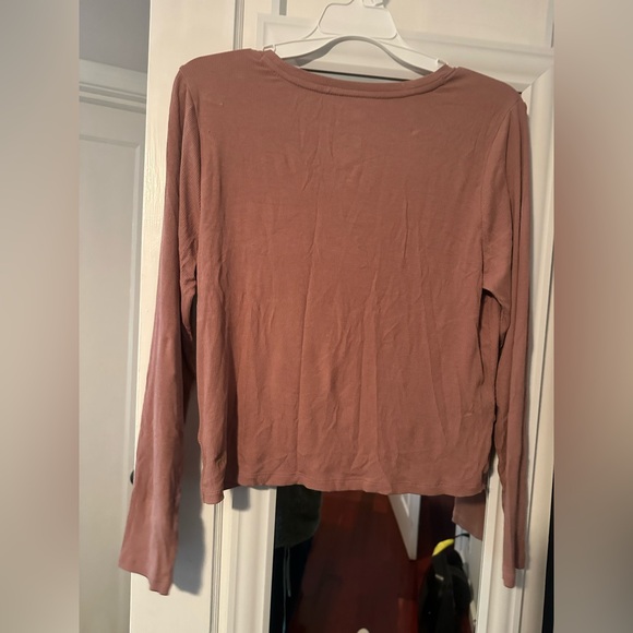 All In Motion Target Ruched Ribbed Knit Long Sleeve Shirt Mauve Top New Women L - Picture 4 of 4